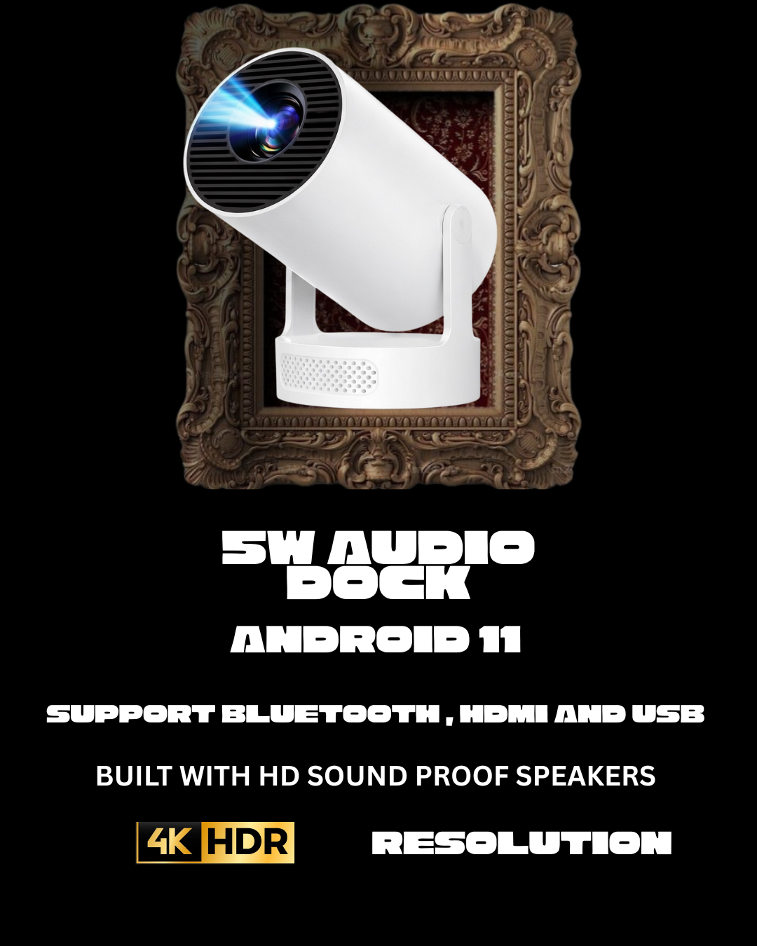 RISING TRENDO™  Home Cinema Duo | Smart Projector + Wireless Soundbar