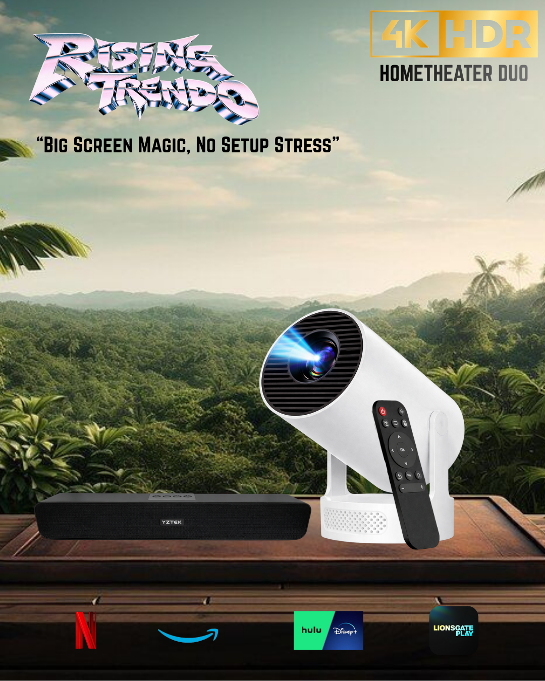RISING TRENDO™  Cinema One | Smart Portable HD Home Projector